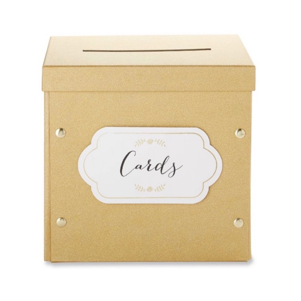 Gold glitter wedding card box